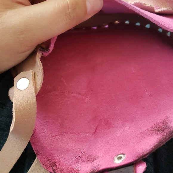 Purse pink leather hand crafted - Picture 9 of 12